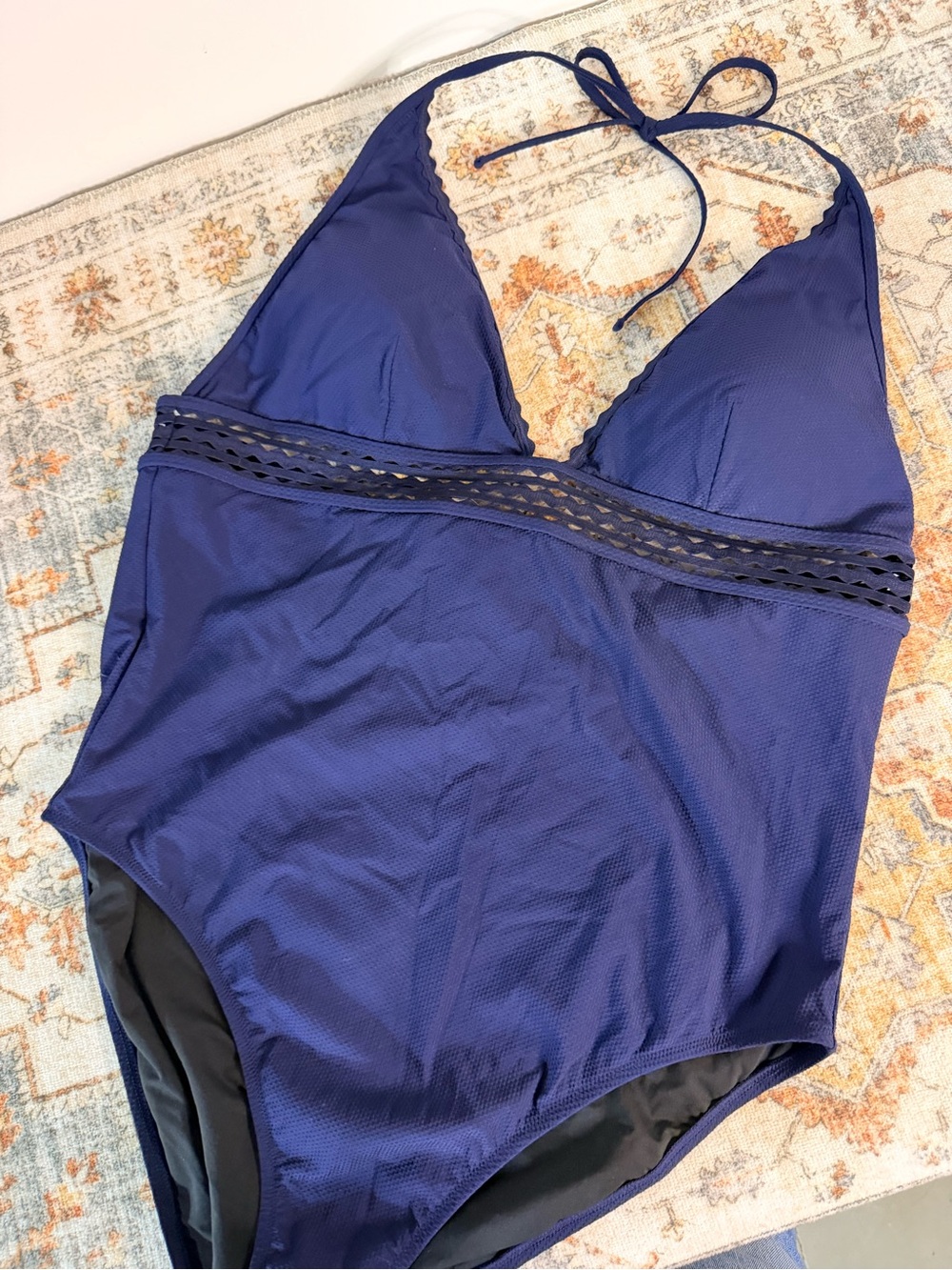 J Crew Navy Blue Halter Neck Swimsuit One Piece